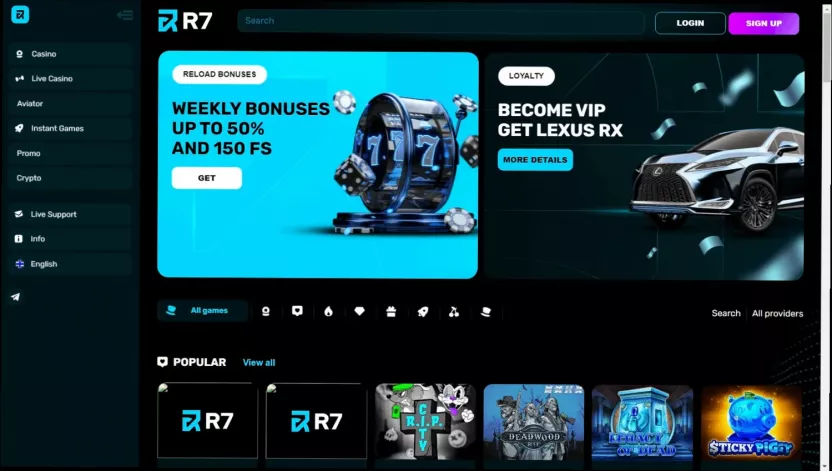 R7 Casino Tot 300% + 225 Gratis Spins welkomstbonus